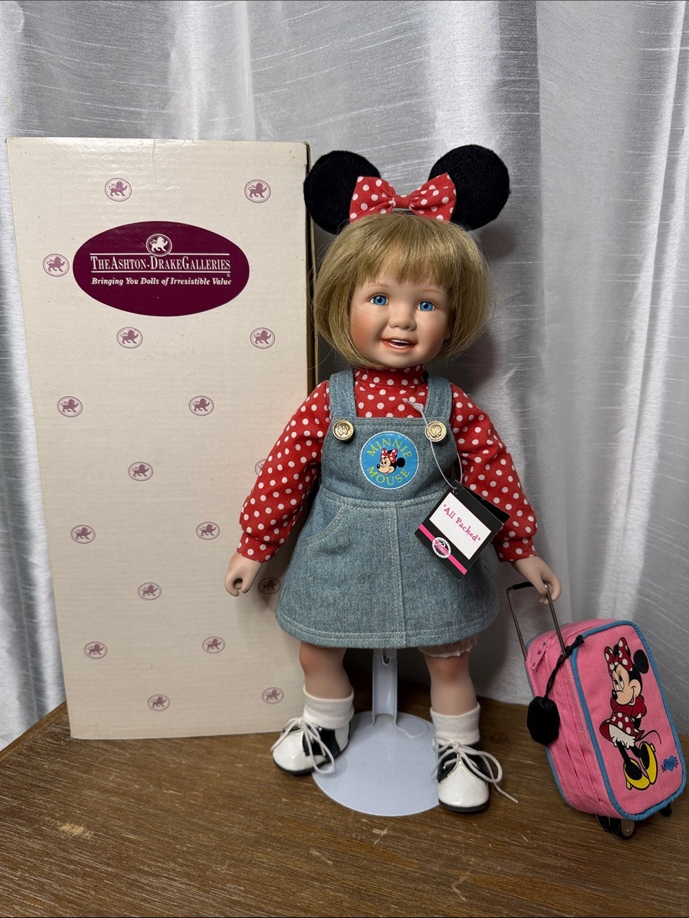 Vtg Ashton Drake All Packed Up Goin’ To Disney World Collection 13” Porcelain